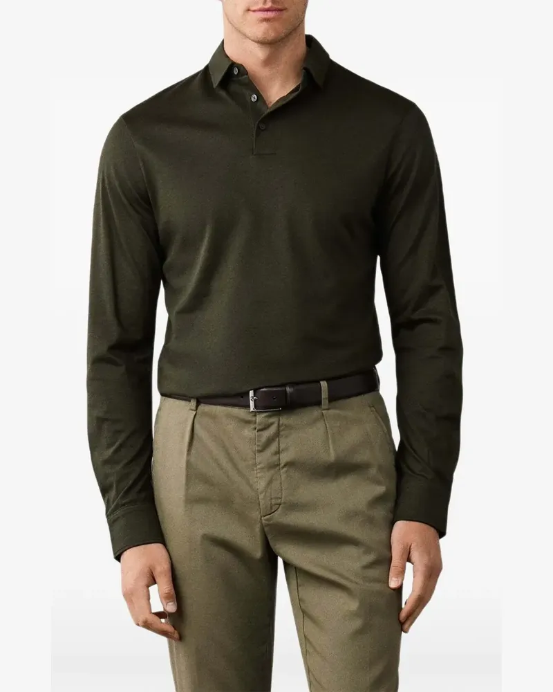 Hackett Langärmeliges Poloshirt aus Piqué - Grün Grün