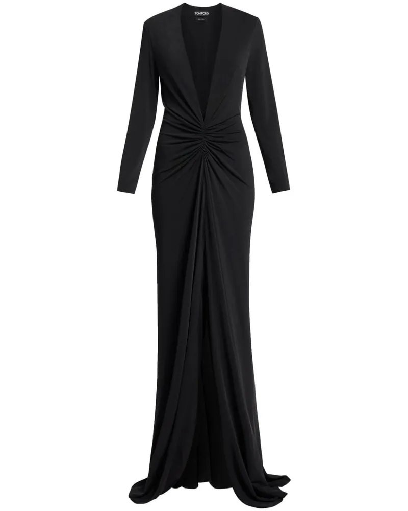 Tom Ford Langärmeliges Kleid mit V-Ausschnitt - Schwarz Schwarz