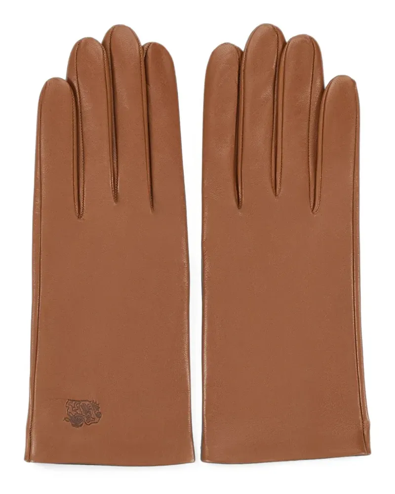 Lottusse Germoli Handschuhe mit Logo-Prägung - Braun Braun
