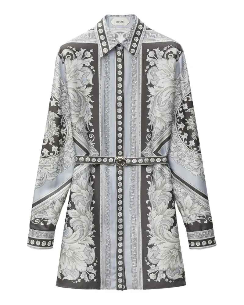 Versace Minikleid aus bedrucktem Seidentwill - Grau Grau