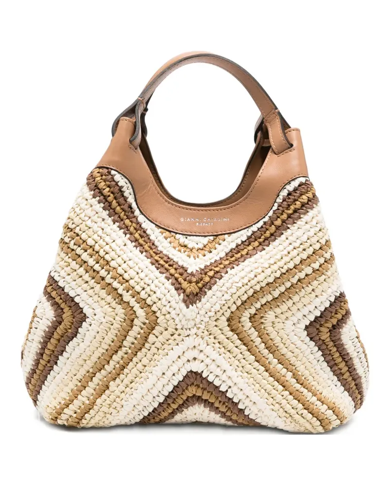 Gianni Chiarini Diamix chevron-pattern woven shoulder bag - Weiß Weiß