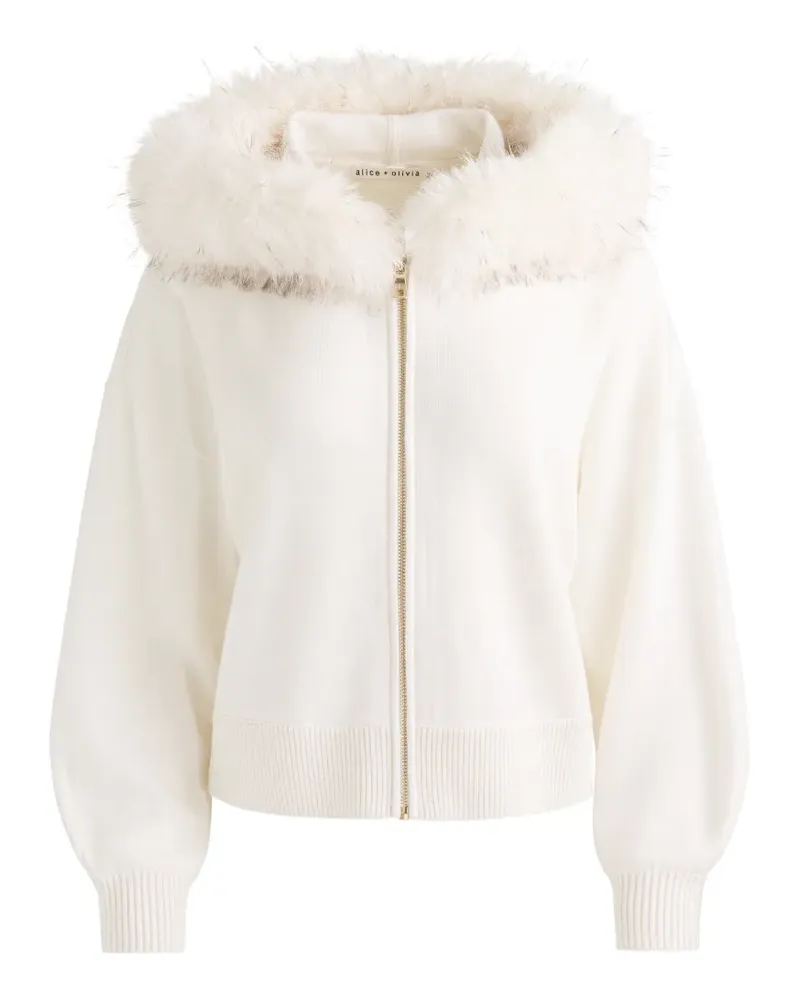 Alice + Olivia Nadya Kapuzenjacke mit Faux Fur-Besatz - Weiß Weiß