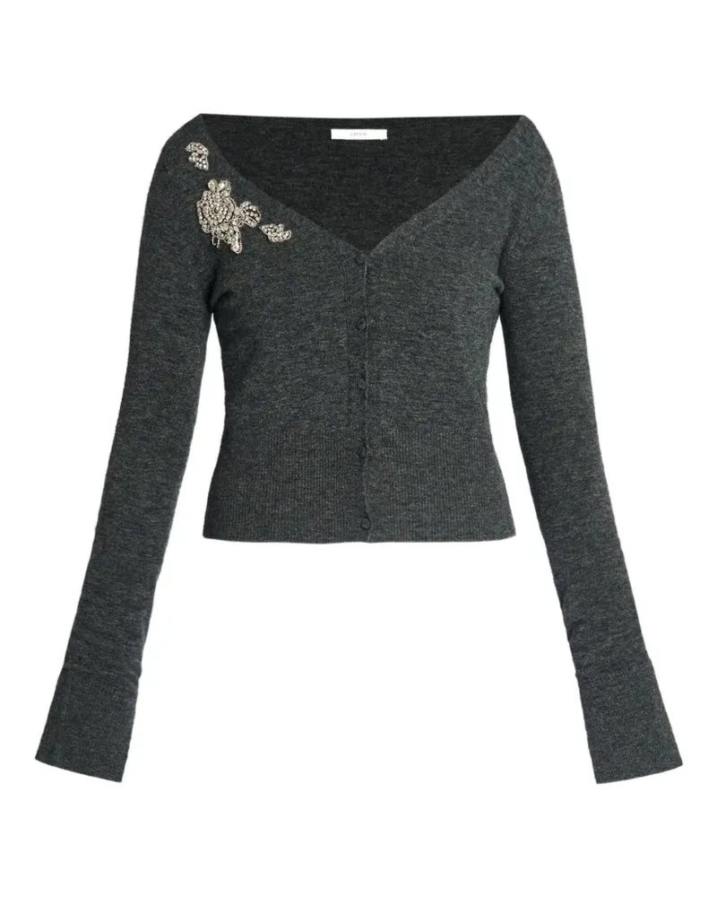 Erdem Cropped-Cardigan mit V-Ausschnitt - Grau Grau