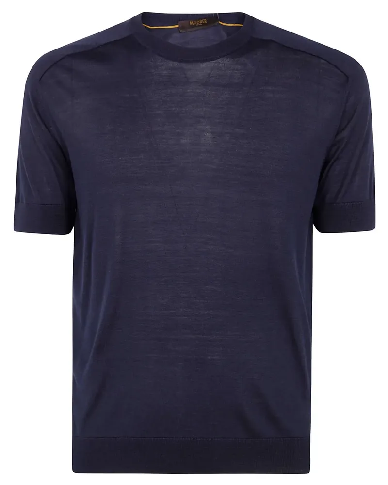 MOORER T-Shirt aus Seide - Blau Blau