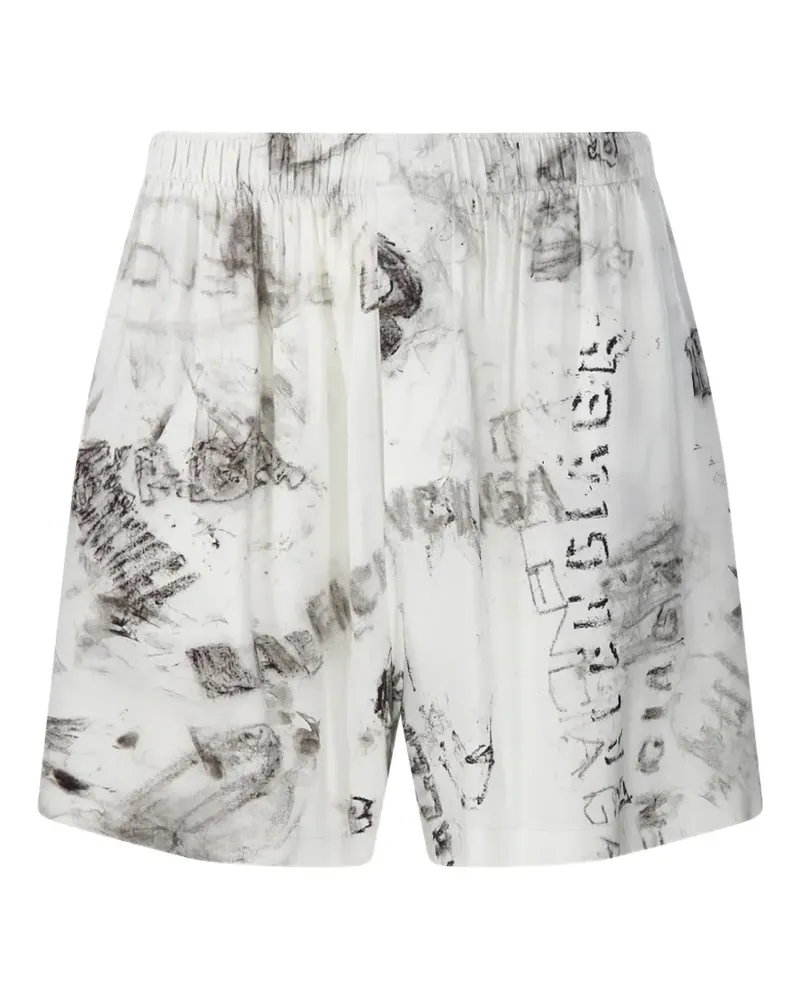 Balenciaga print pyjama shorts - Grau Grau