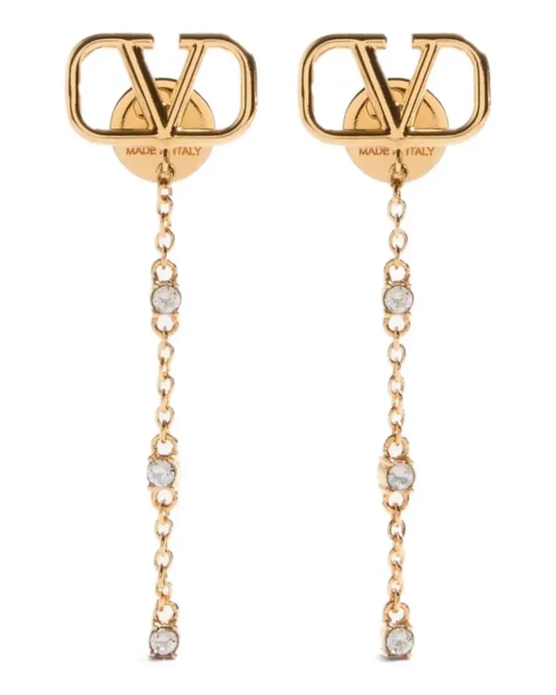 Valentino Garavani Hängeohrringe mit Kristallen und V-Logo - Gold Gold