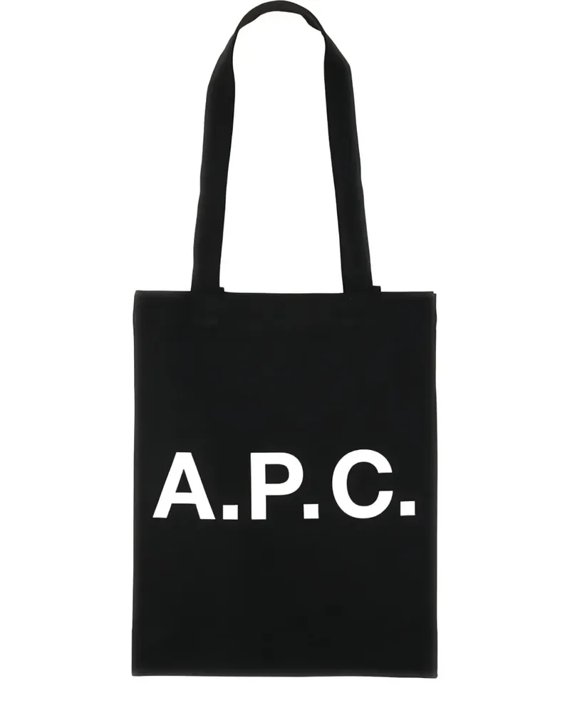 A.P.C. Lou Tote Bag aus Canvas mit Logo-Print - Schwarz Schwarz