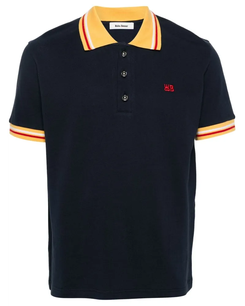 Wales Bonner Sun Poloshirt aus Bio-Baumwolle Blau