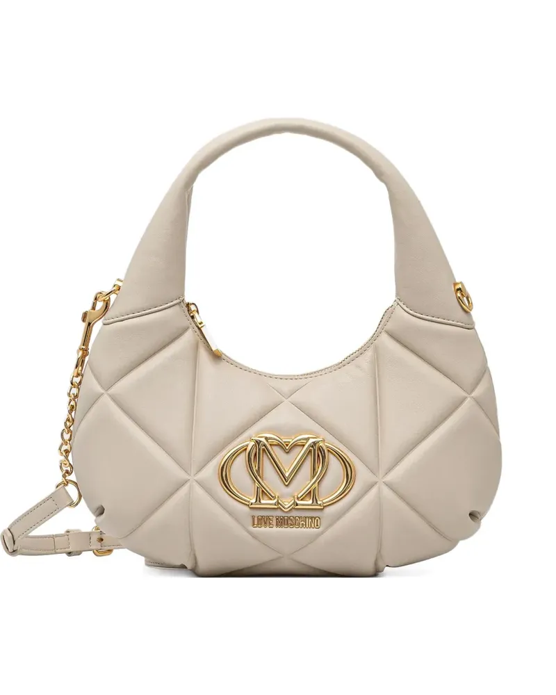 Moschino Handtasche mit Logo-Schild - Nude Nude