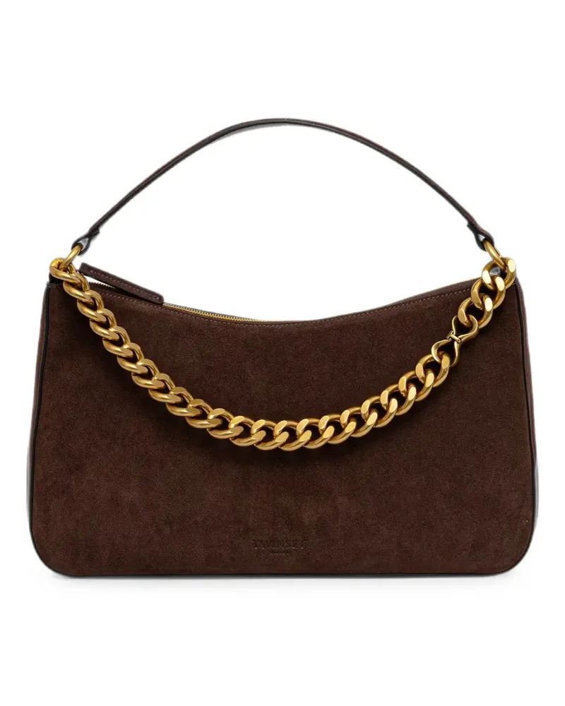 Twin-Set chain-link suede tote bag - Braun Braun