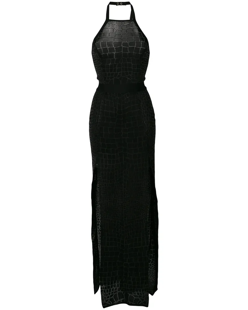 Balmain crocodile effect gown - Schwarz Schwarz