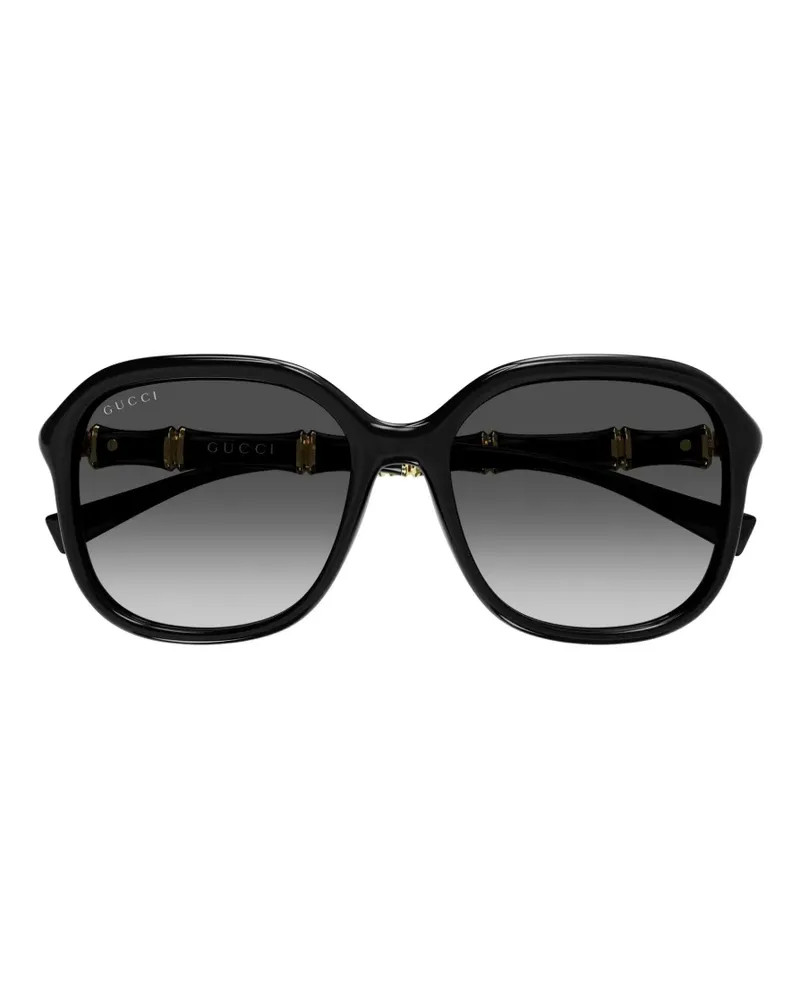 Gucci bamboo-detail geometric-frame sunglasses - Schwarz Schwarz