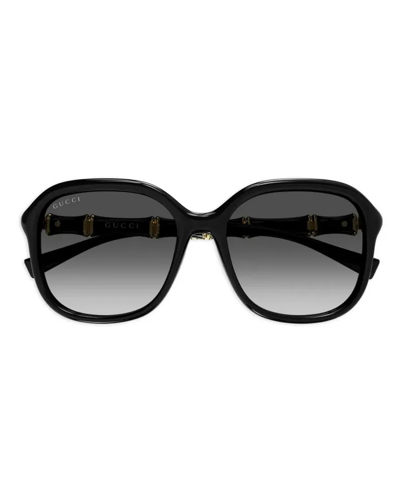 Gucci bamboo-detail geometric-frame sunglasses - Schwarz Schwarz