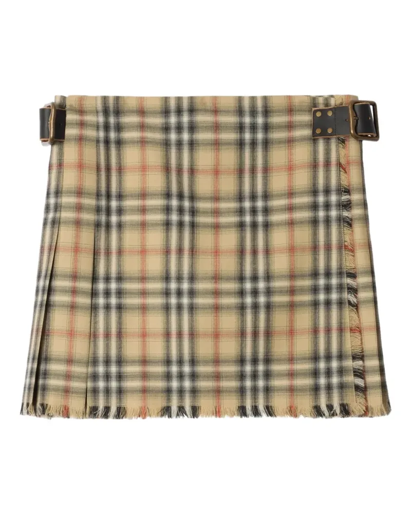 Burberry check-fringed mini kilt - Nude Nude