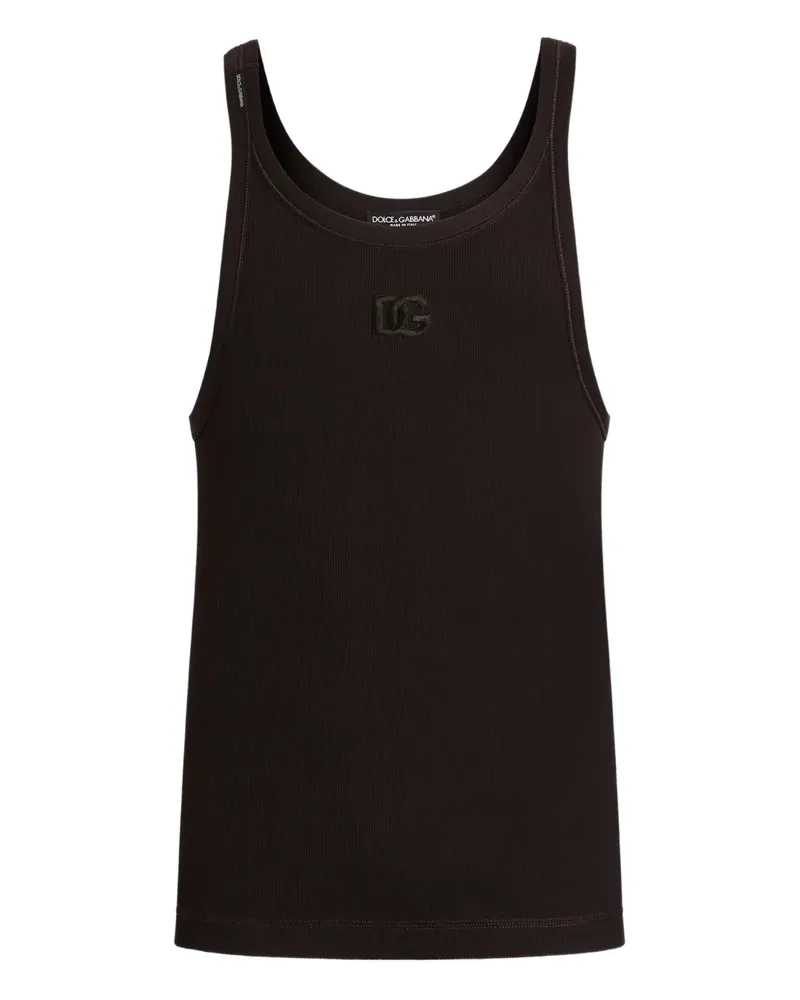 Dolce & Gabbana Geripptes Trägershirt mit Logo - Braun Braun