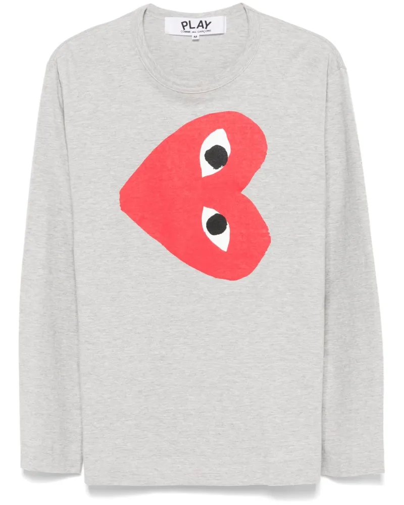Comme des Garçons T-Shirt mit seitlichem Herz-Print - Grau Grau