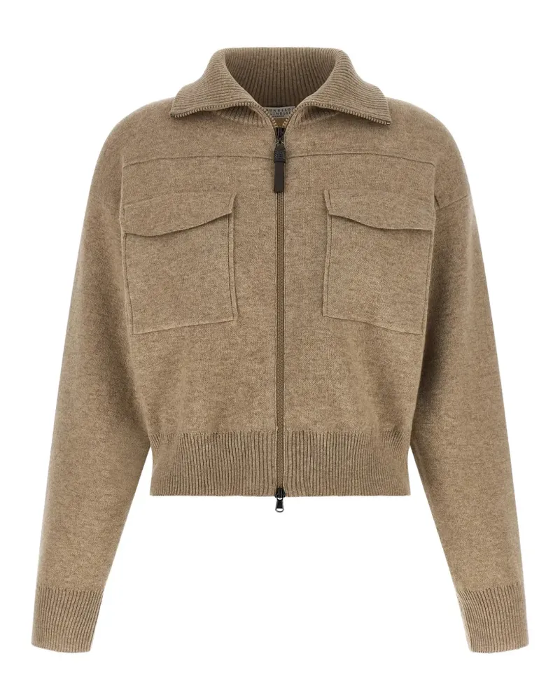 Brunello Cucinelli Monili Cropped-Cardigan - Nude Nude