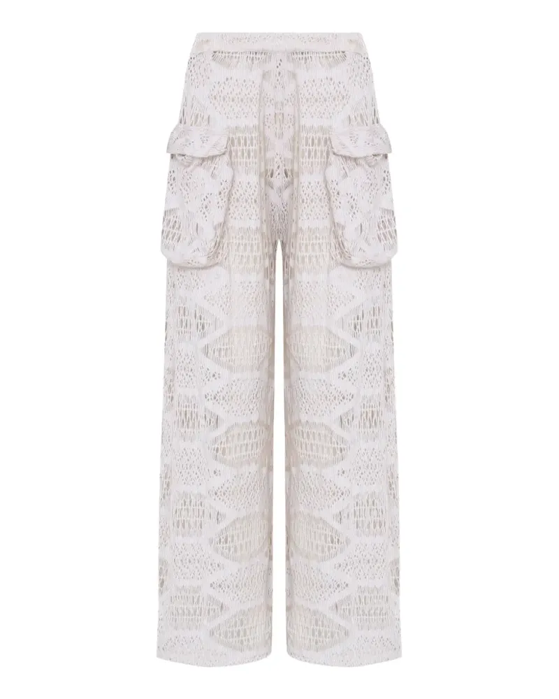 Amir Slama x Jade Picon pocket crochet palazzo pants - Weiß Weiß