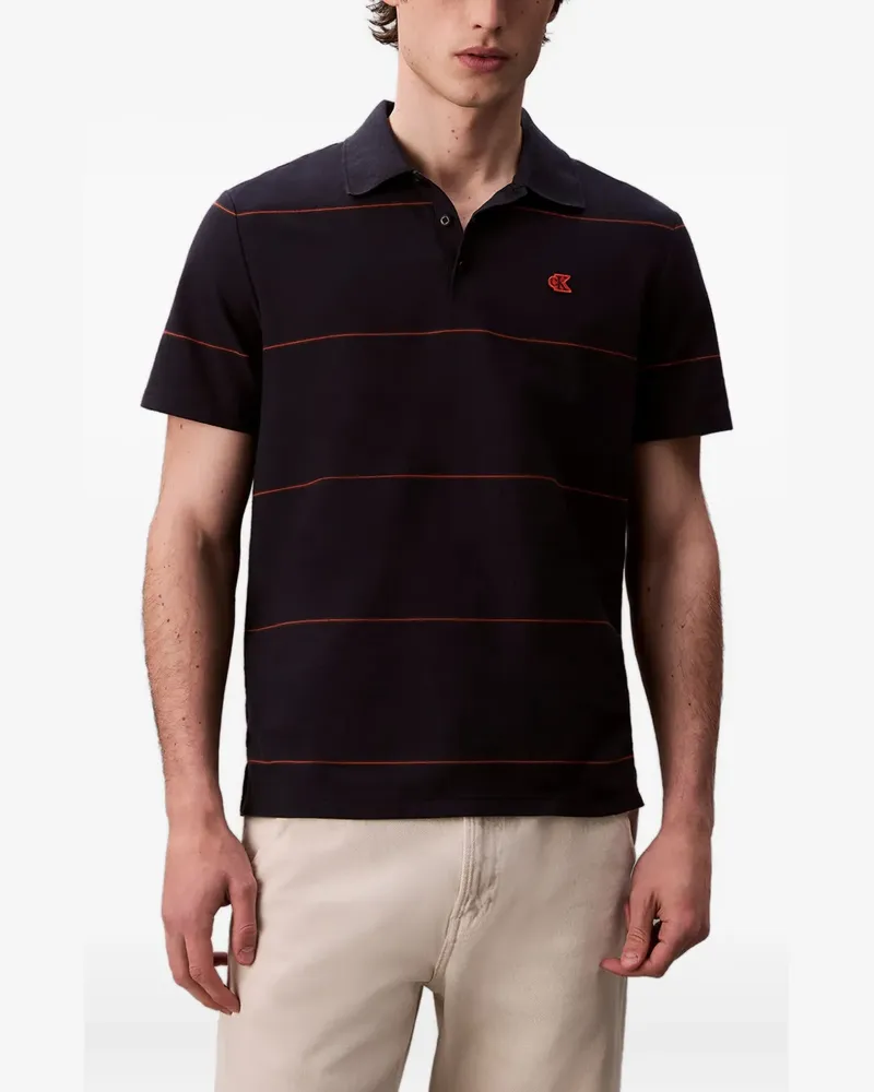 Calvin Klein Poloshirt mit gestreiftem Logo - Blau Blau