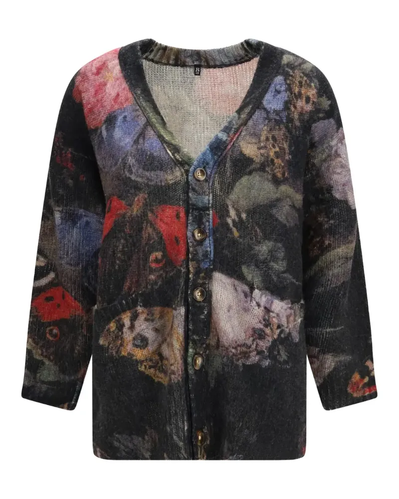 R13 floral-print oversized cardigan - Schwarz Schwarz