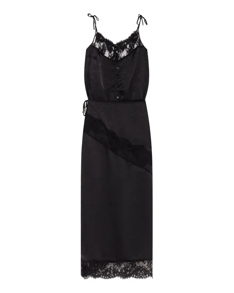 MSGM Maxikleid mit Spitze - Schwarz Schwarz