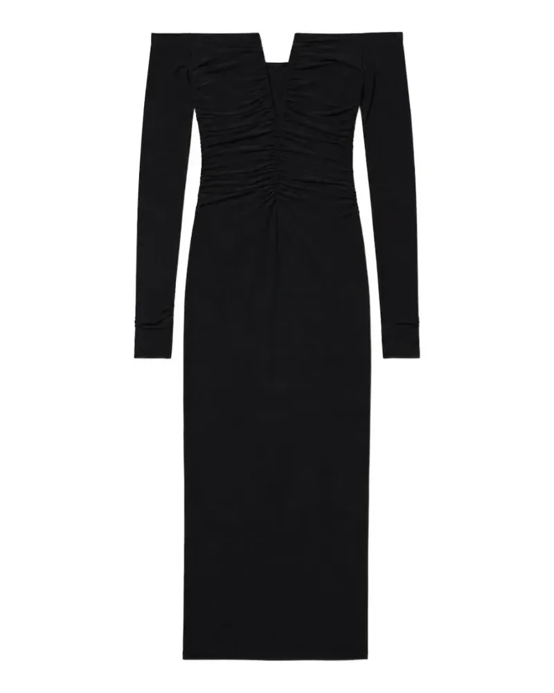 Amazuìn gathered off-the-shoulder midi dress - Schwarz Schwarz