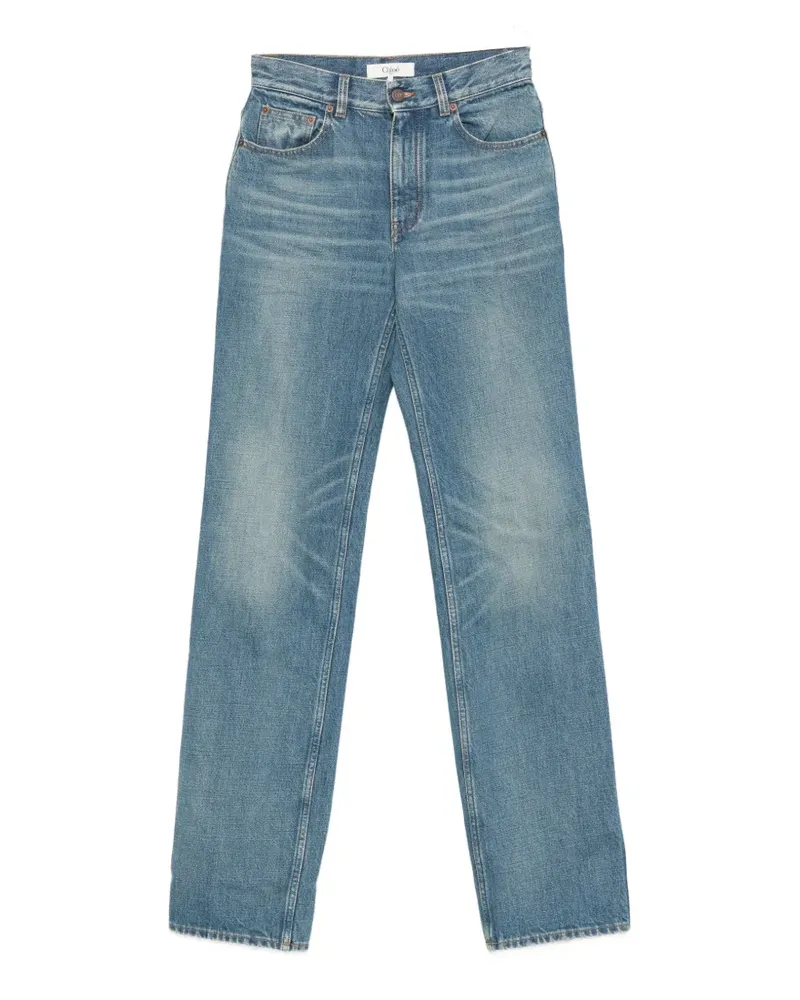 Chloé pocket logo-patch jeans - Blau Blau