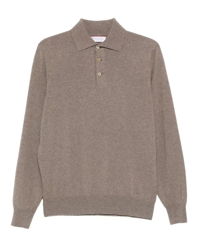 Brunello Cucinelli long-sleeve cashmere polo sweater - Braun Braun