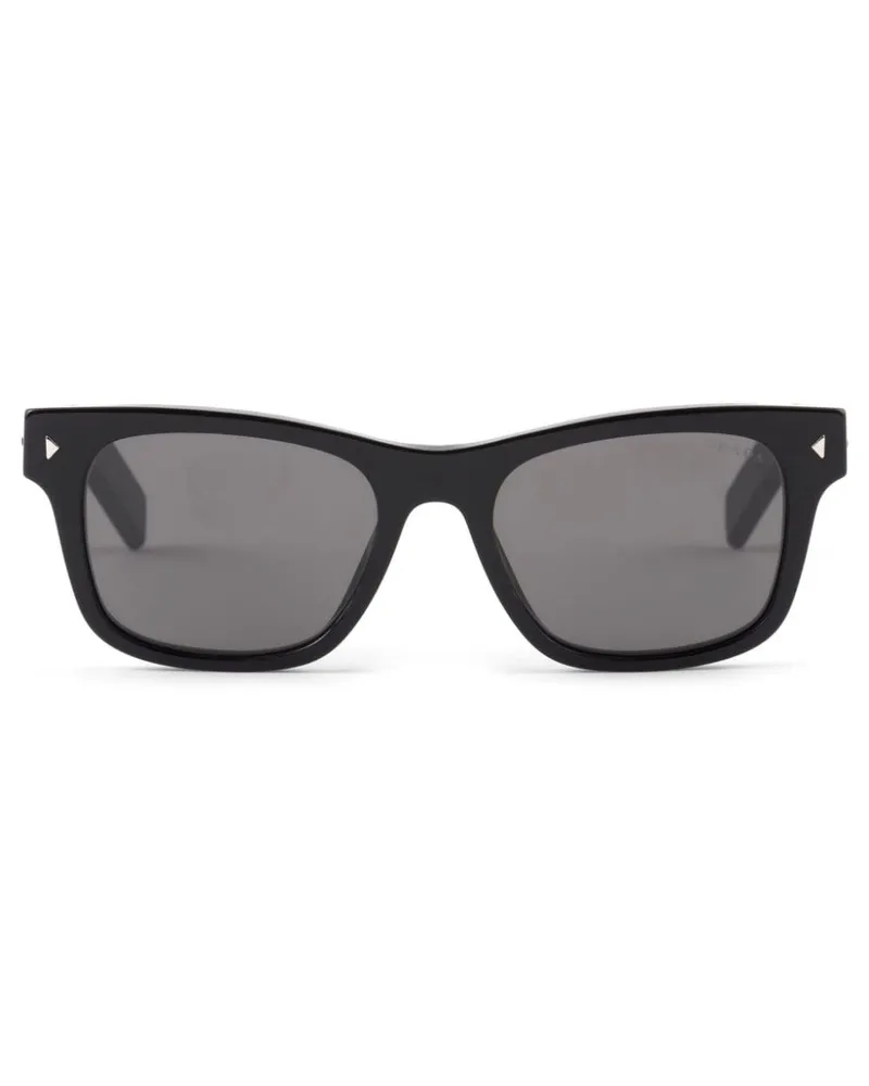 Prada Eckige Sonnenbrille mit gestreiftem Detail - Schwarz Schwarz
