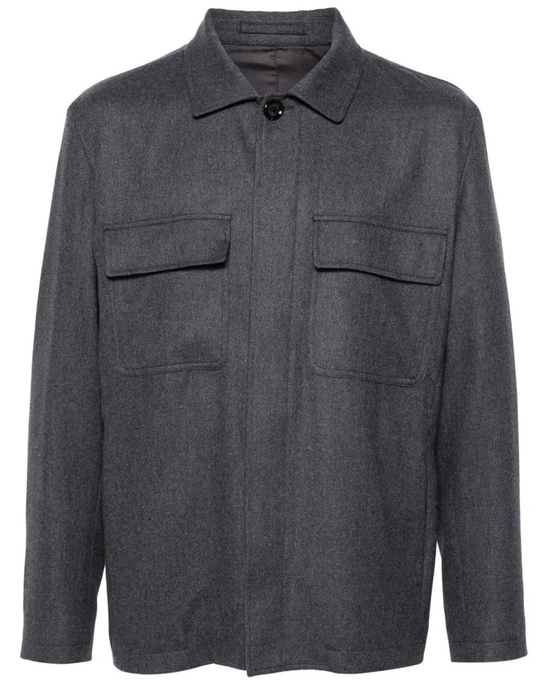 LARDINI Hemdjacke mit Taschendetail - Grau Grau