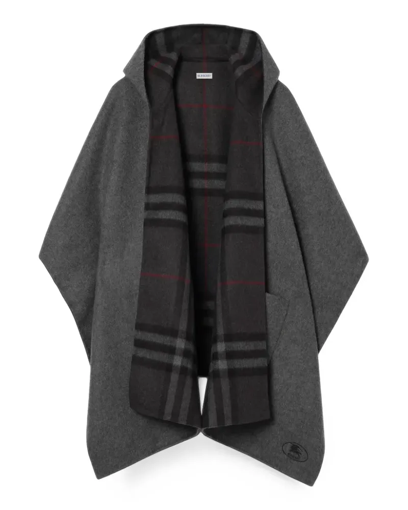 Burberry reversible Check cashmere hooded cape - Grau Grau