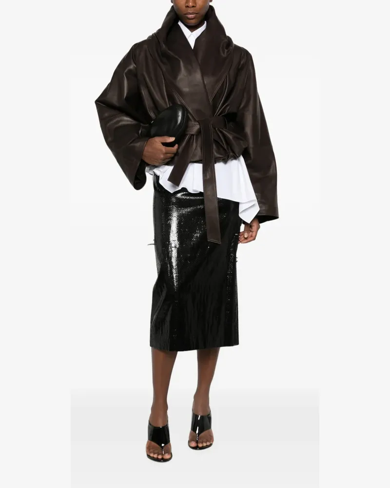 Magda Butrym Schalkragen-Jacke mit Gürtel - Braun Braun