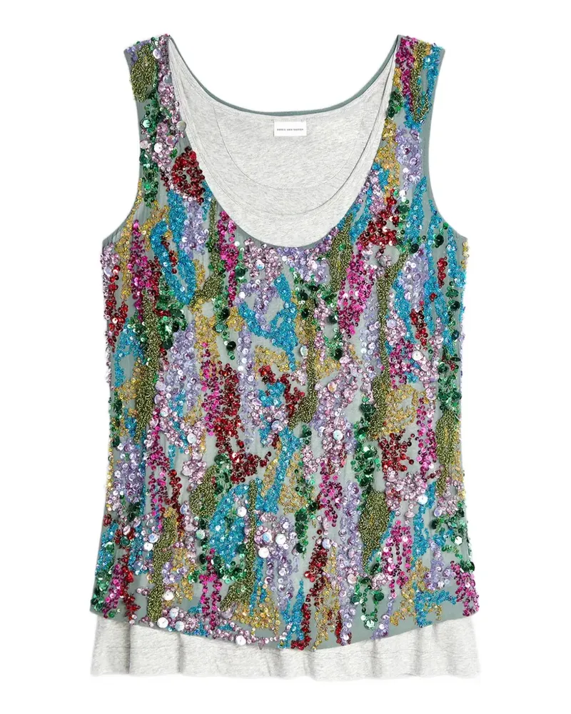 Dries van Noten Top mit Pailletten - Grau Grau