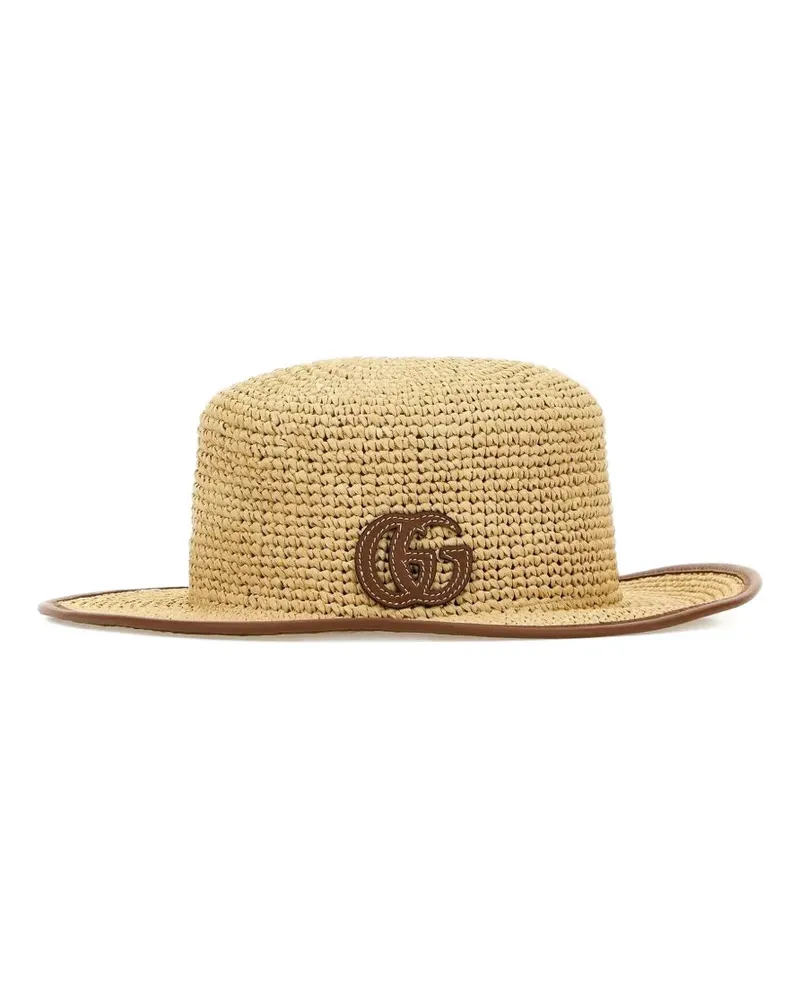 Gucci Strohhut mit Lederbesatz - Nude Nude