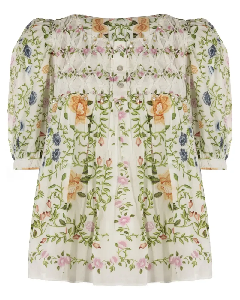 FARM Rio Bluse mit Blumen-Print - Nude Nude