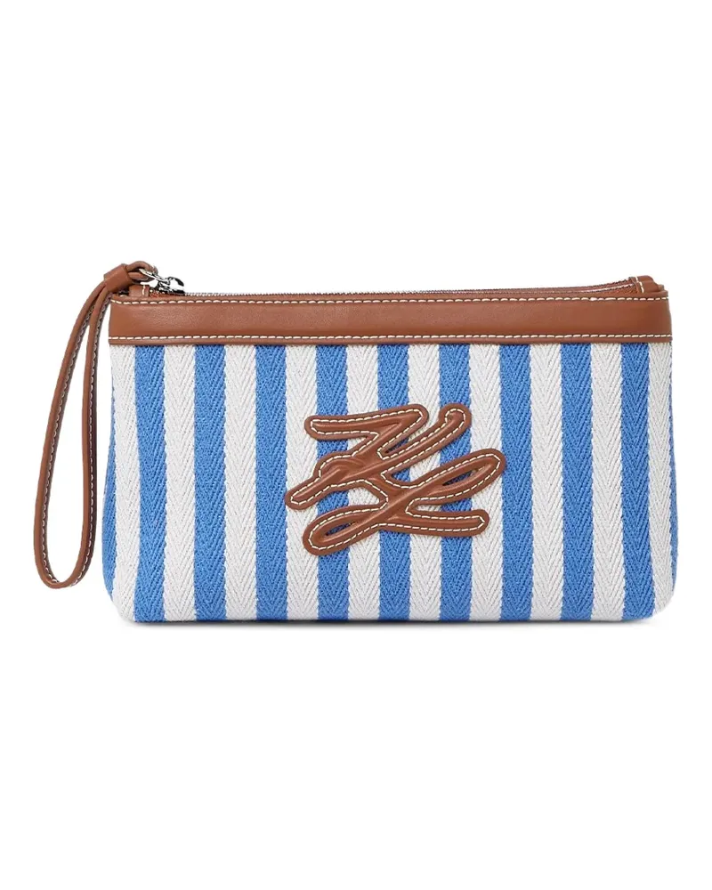 Karl Lagerfeld Stripe Autograph Clutch - Blau Blau