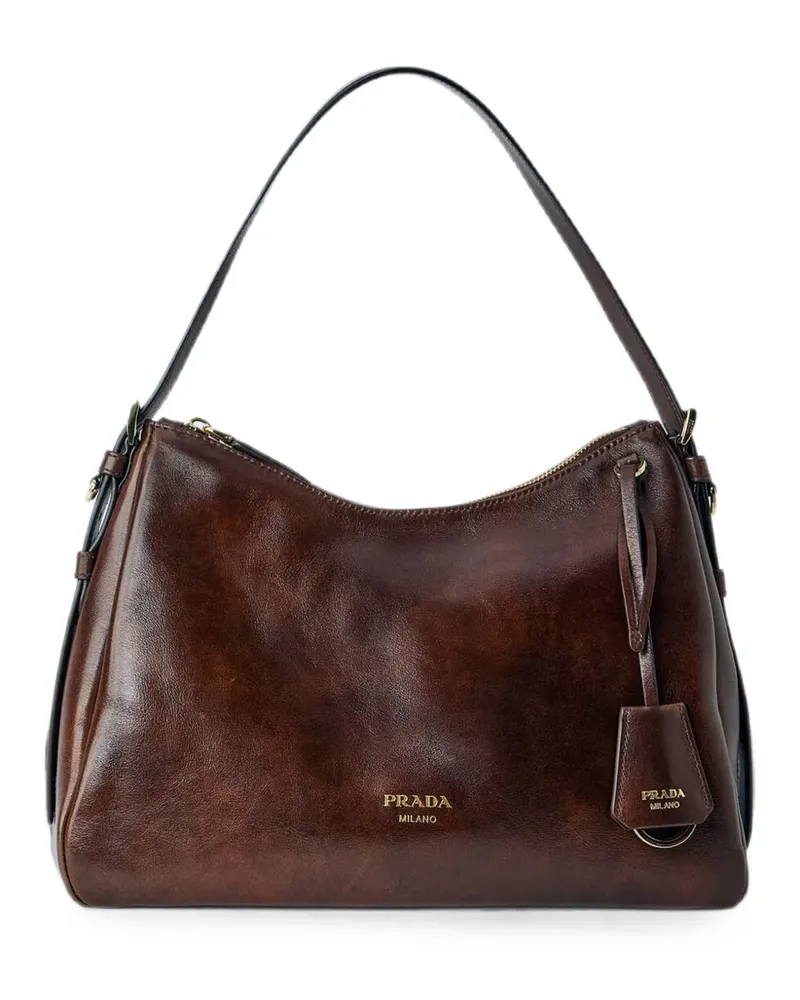 Prada Aimée medium leather shoulder bag - Braun Braun