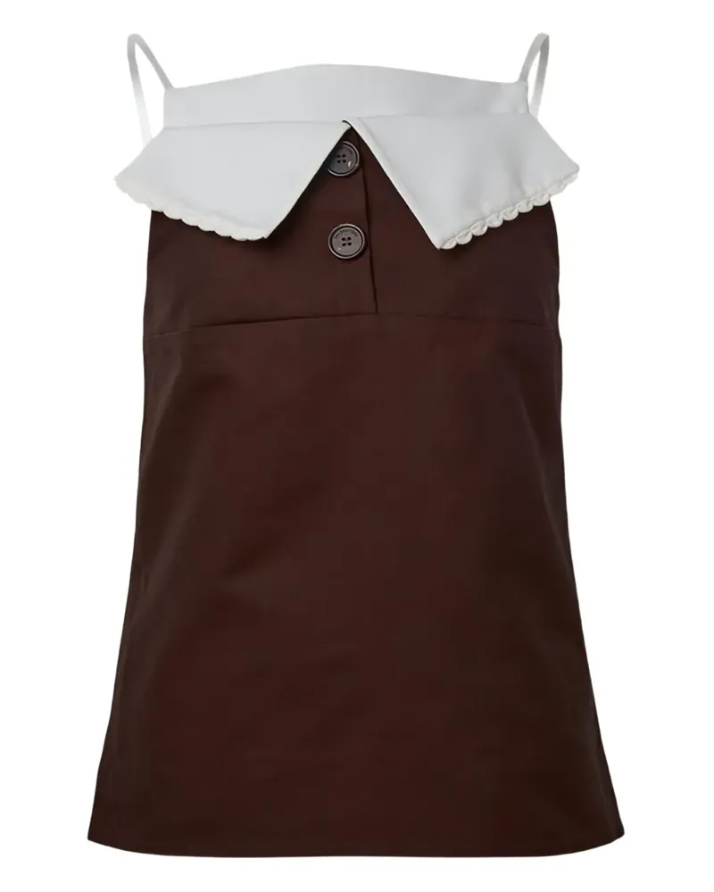 SHUSHU/TONG fan-shaped turn-down collar camisole top - Braun Braun