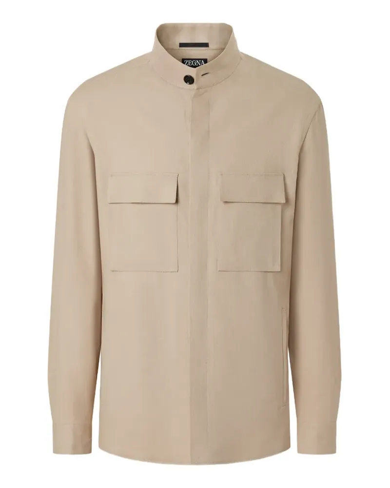 Ermenegildo Zegna Oasi Lino Hemdjacke mit Tasche - Nude Nude