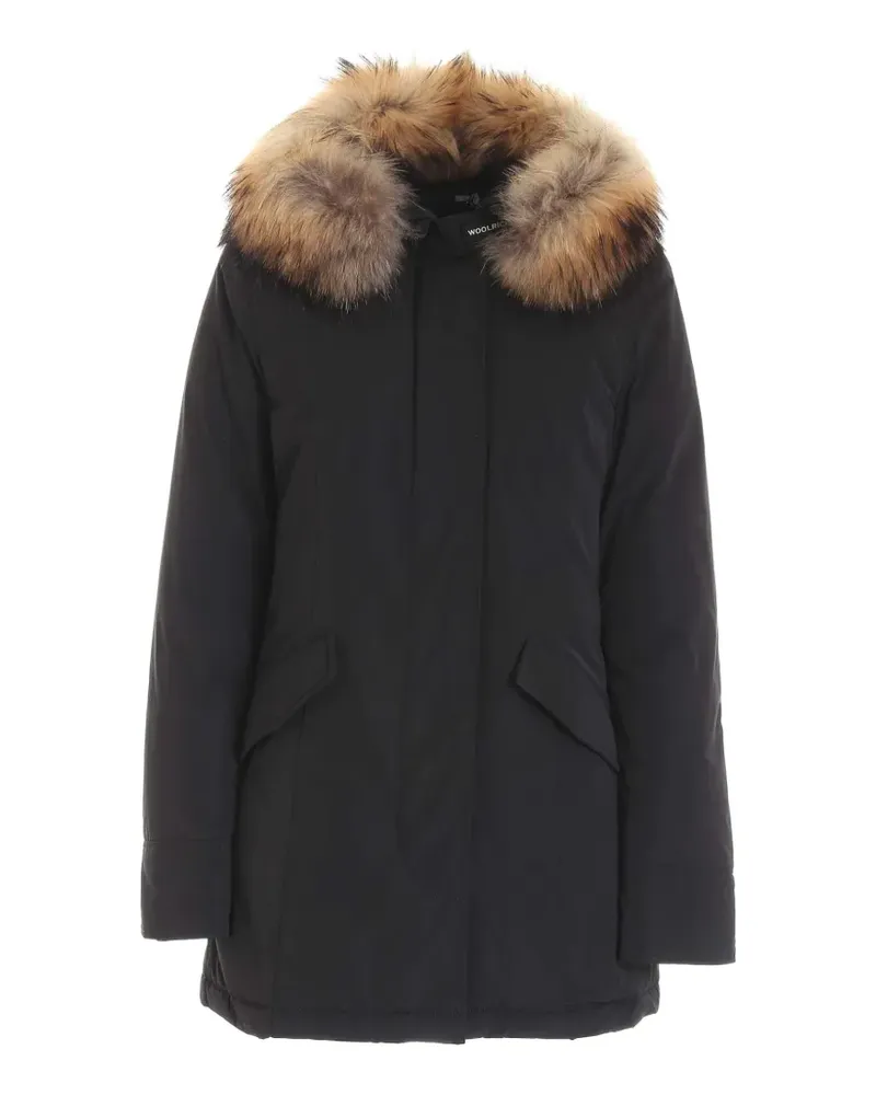 Woolrich Arctic Mantel mit Pelzbesatz - Schwarz Schwarz