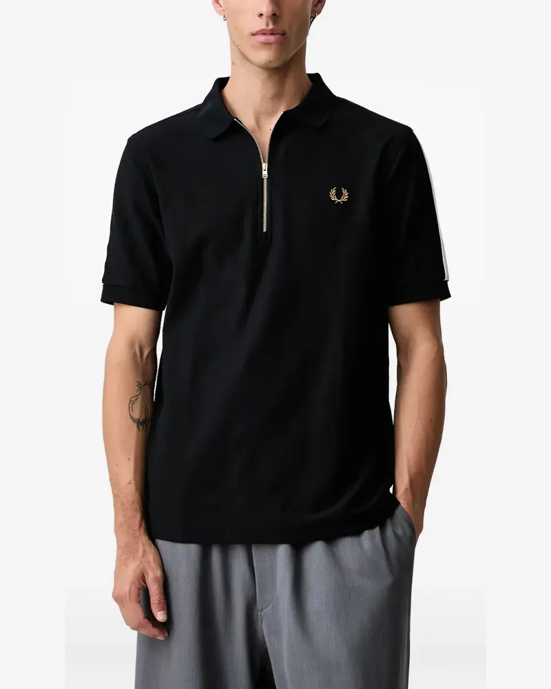 Fred Perry Poloshirt mit Streifen und Reißverschluss - Schwarz Schwarz