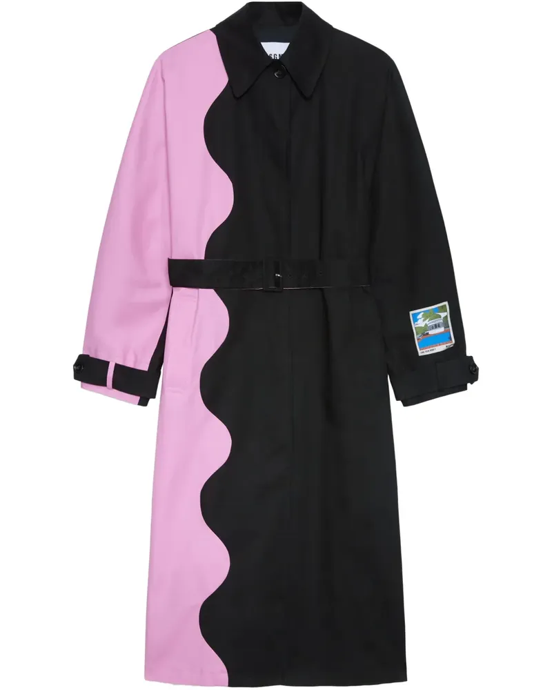 MSGM Zweifarbiger Trenchcoat - Schwarz Schwarz