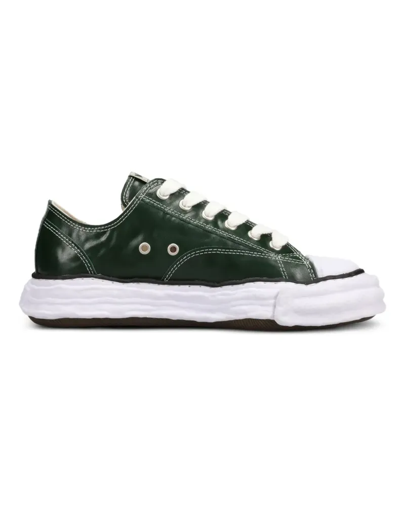 MIHARAYASUHIRO Peterson 23 OG Low-Top-Sneakers aus Leder mit Knitteroptik - Grün Grün