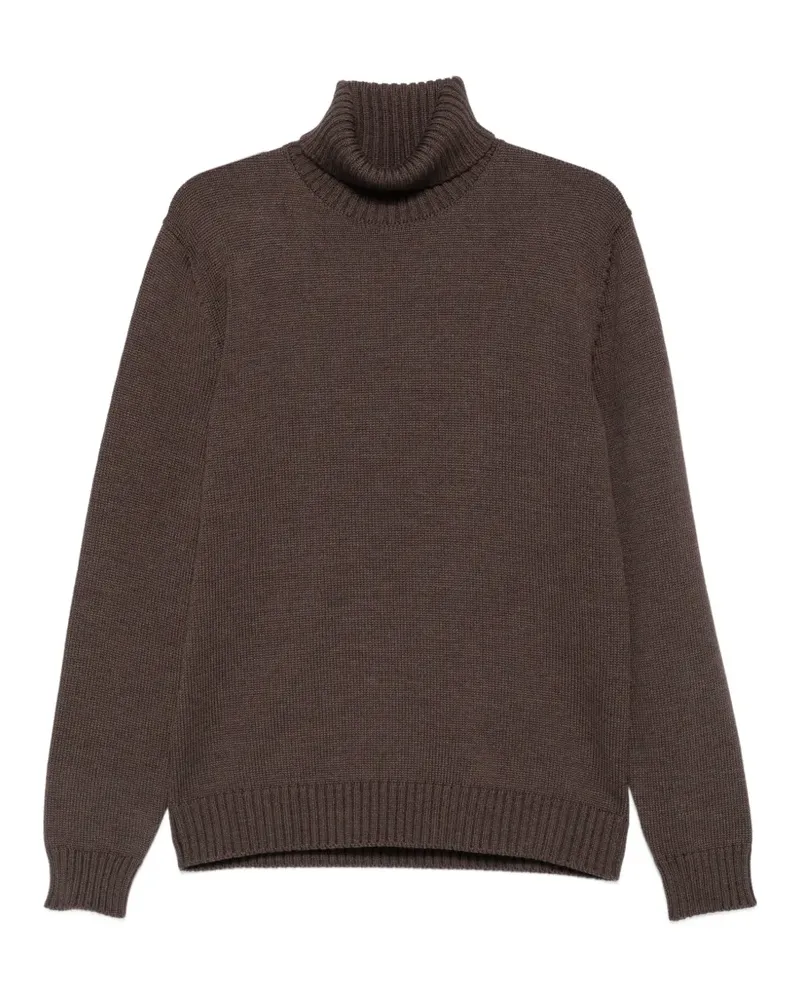 Zanone Rollkragenpullover mit geripptem Saum - Braun Braun