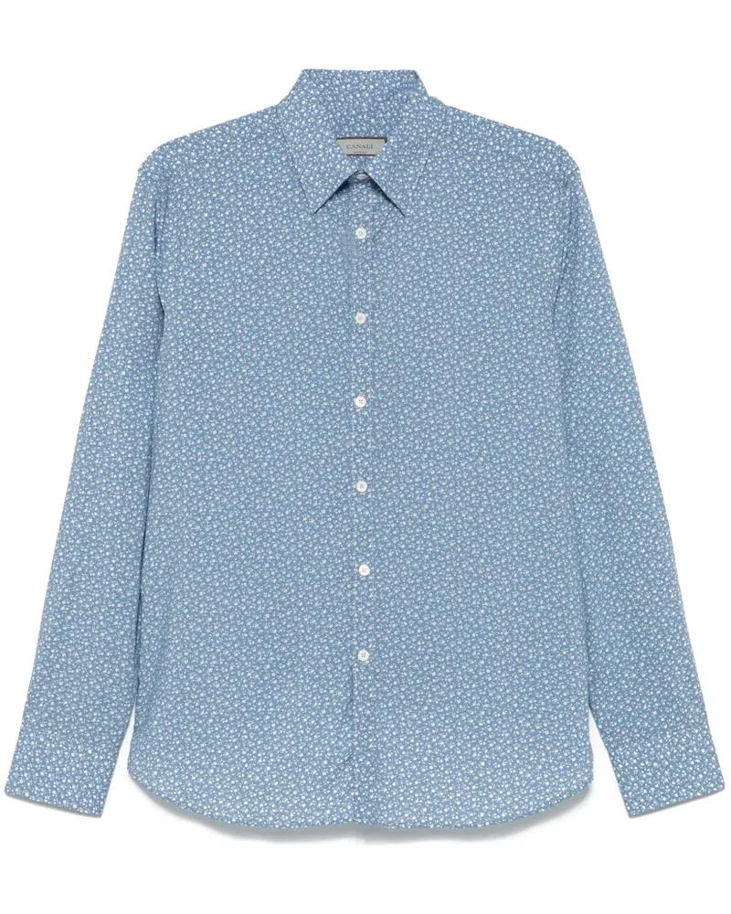 Canali Hemd mit Blumen-Print - Blau Blau