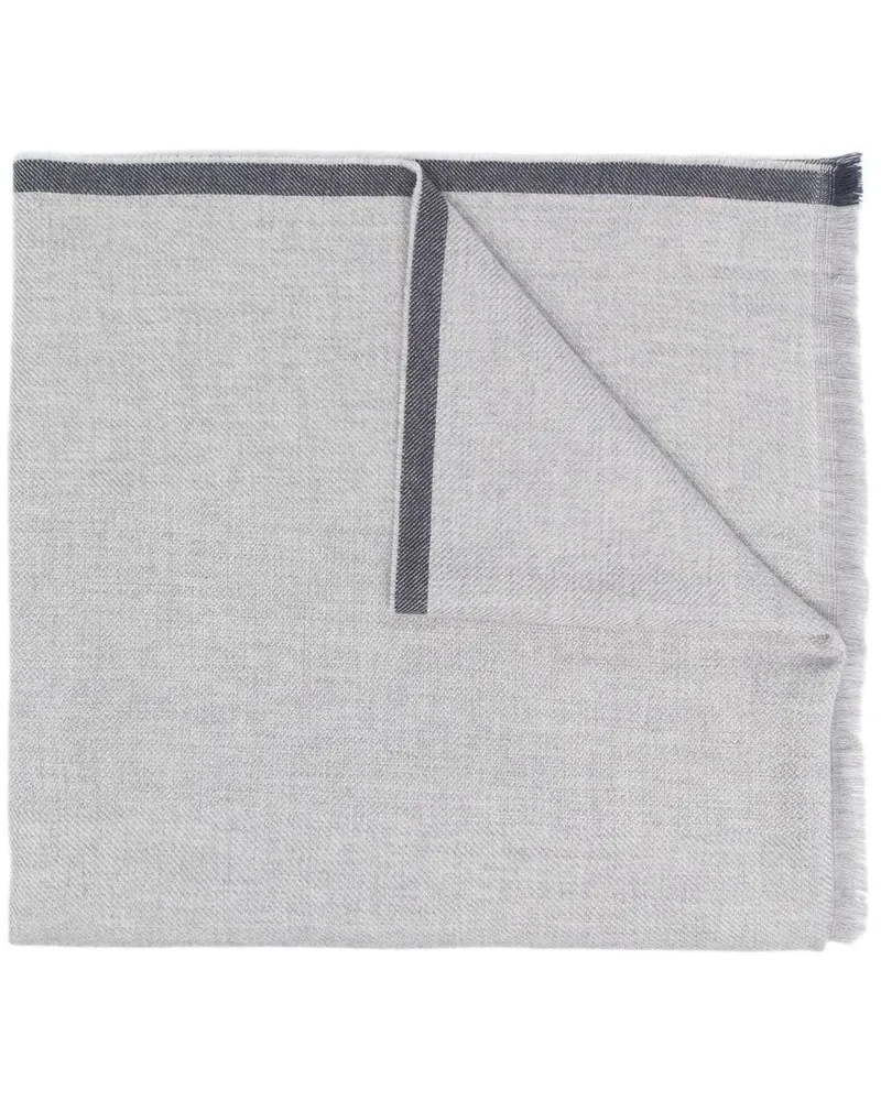 Brunello Cucinelli Schal mit Kontrastborten - Grau Grau