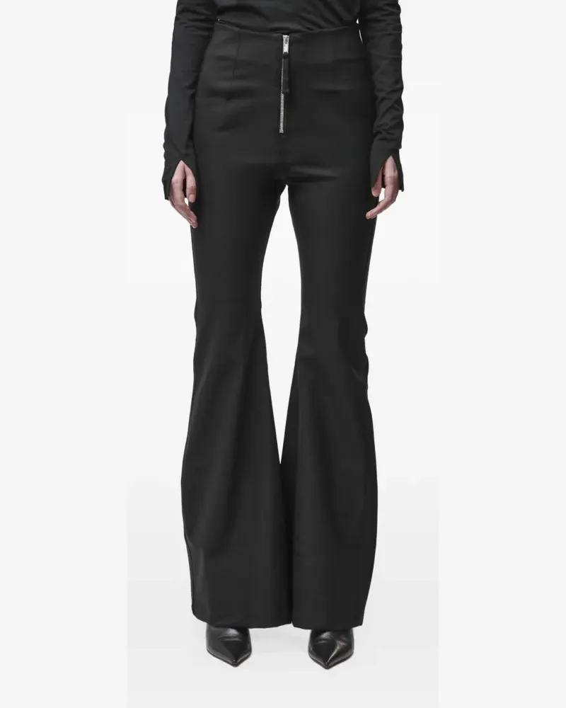 THOM KROM W P 28 exposed-zip flared trousers - Schwarz Schwarz