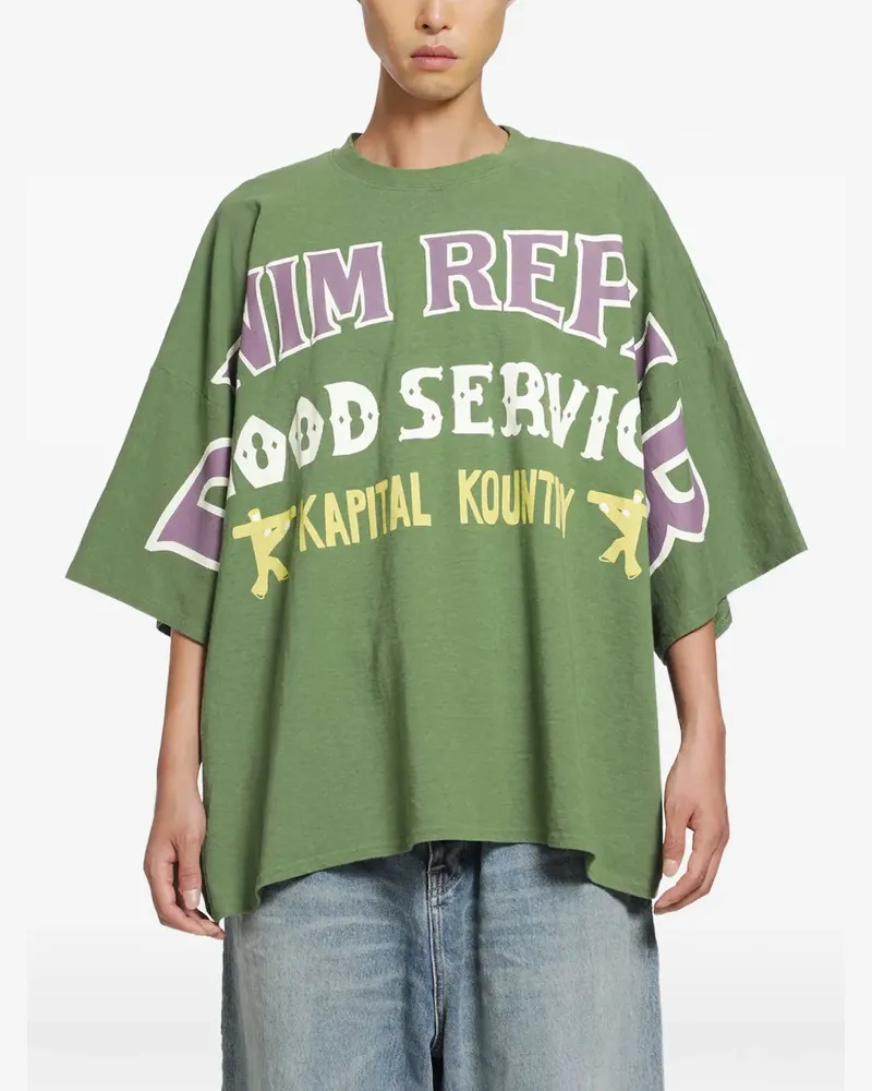 KAPITAL Huge-T T-Shirt mit Slogan-Print - Grün Grün