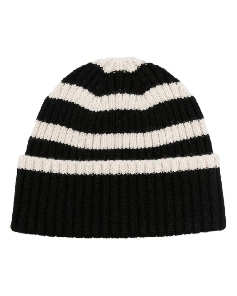 Totême Signature Stripe Beanie Schwarz