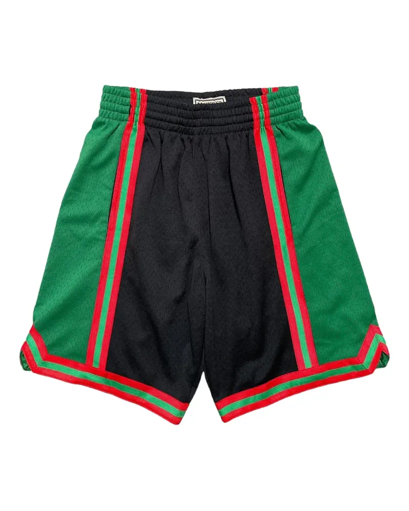 Mitchell & Ness Swingman Mesh-Shorts in Colour-Block-Optik - Schwarz Schwarz